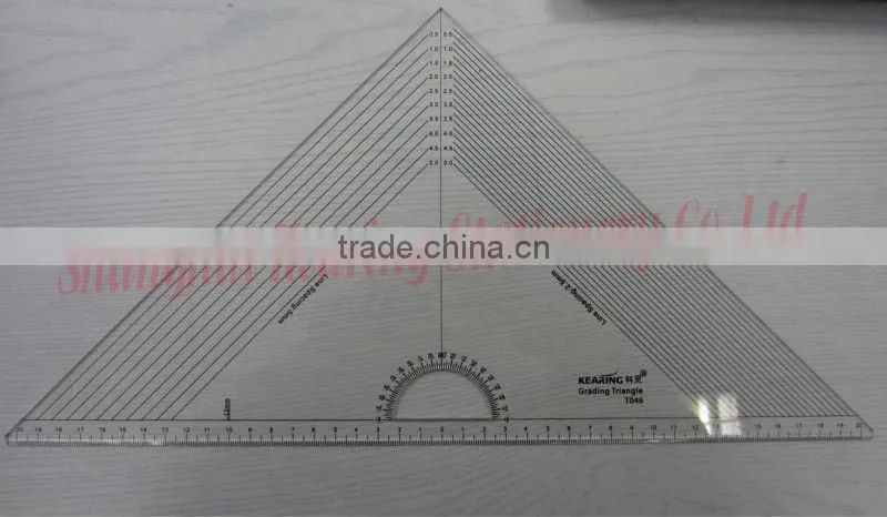 Kearing Chinese Manufacture Triangular Ruler 30cm Bevel length With Protractor # T045