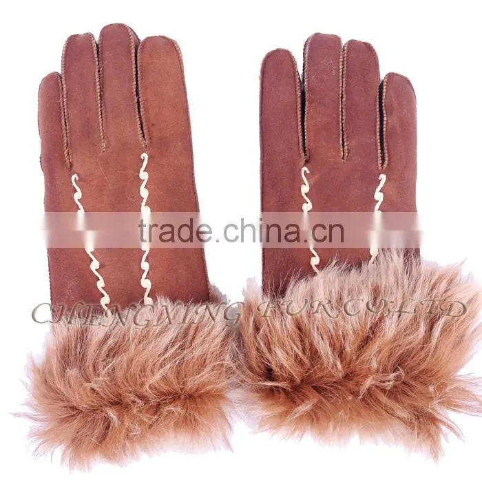 CX-A-59F Fashion Winter Warm Genuine Double Face Sheep Leather Women Glove