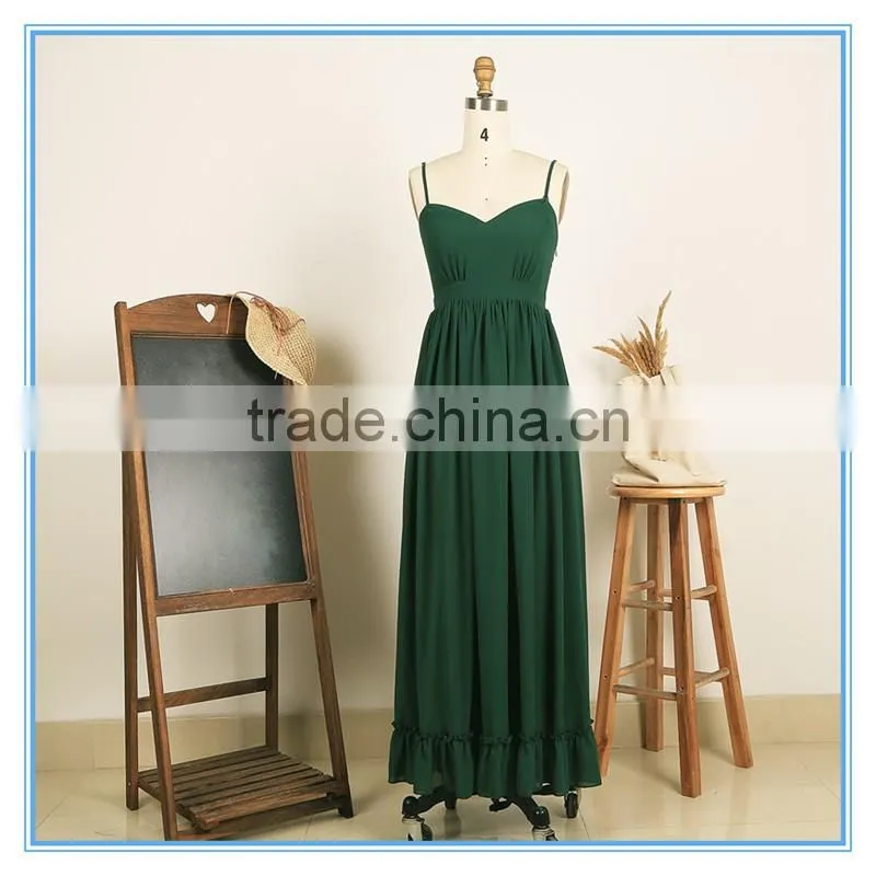 Women Chiffon New Style Empire Waist Green Maxi Dress Long One Piece Dresses