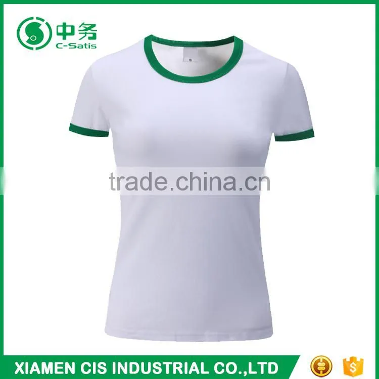 2017 Latest Fashion Summer 100% Cotton Slim Fit Round Neck Women Blank T Shirt