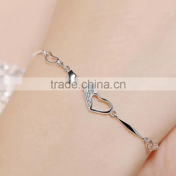 F20086N Hot Sale Latest silver painted heart bracelet Valentine's Day jewelry