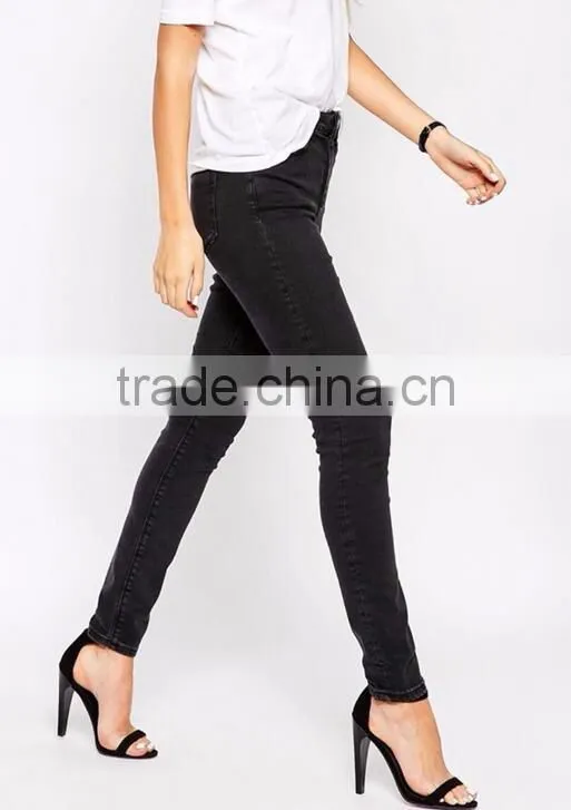 Runwaylover wholesale factory price jeans high waist cotton fabric women skinny denim jeans