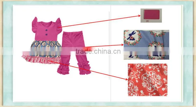 New style Ibear Garment kids clothing children flutte sleeve outfit wholsesale in alibaba