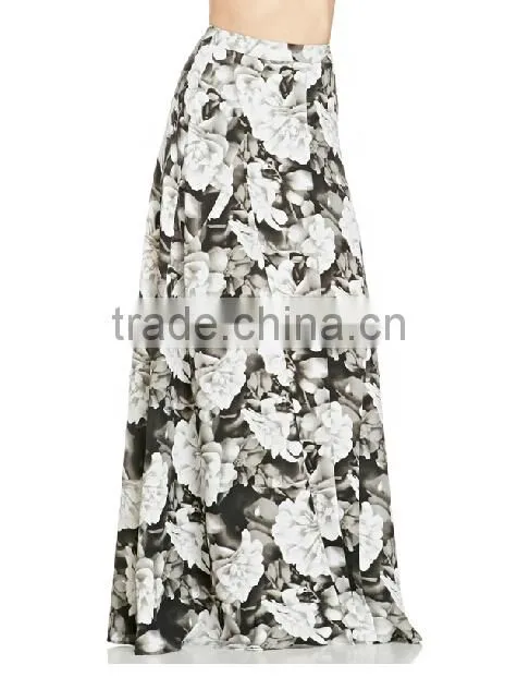 Floral printed wide leg maxi pants for middle age woman