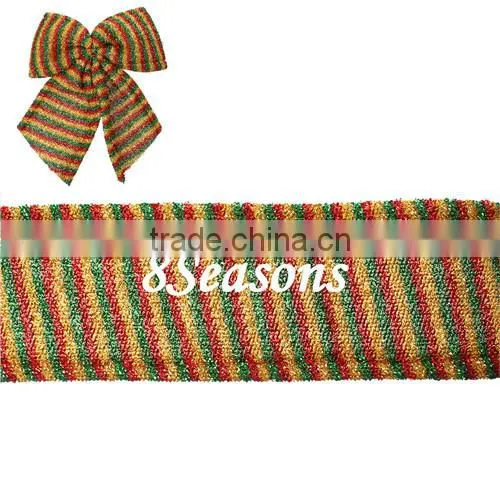 Multicolor Christmas Decoration Stripe Pattern Satin Ribbon 11.0cm