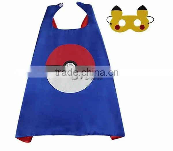 High Quality Pocket Monster Pikachu Cloak with mask 70cm Halloween cosplay Pokemon Pikachu mask