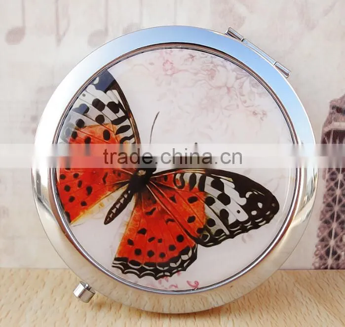 Double-sided Folding/Compact/Pocket/Make Up/Purse/Cosmetic Mirror- Butterfly