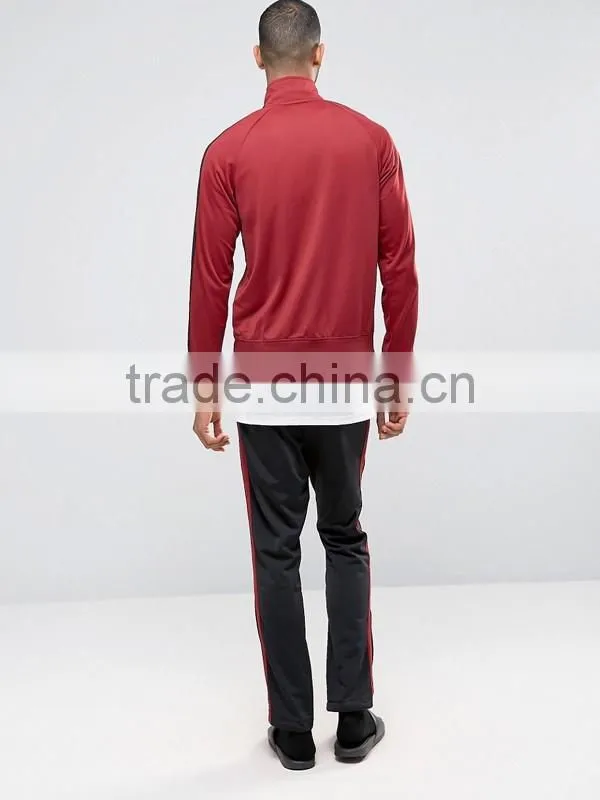 Red tracksuit sets for mens 100% polyester high collar sport tracksuit