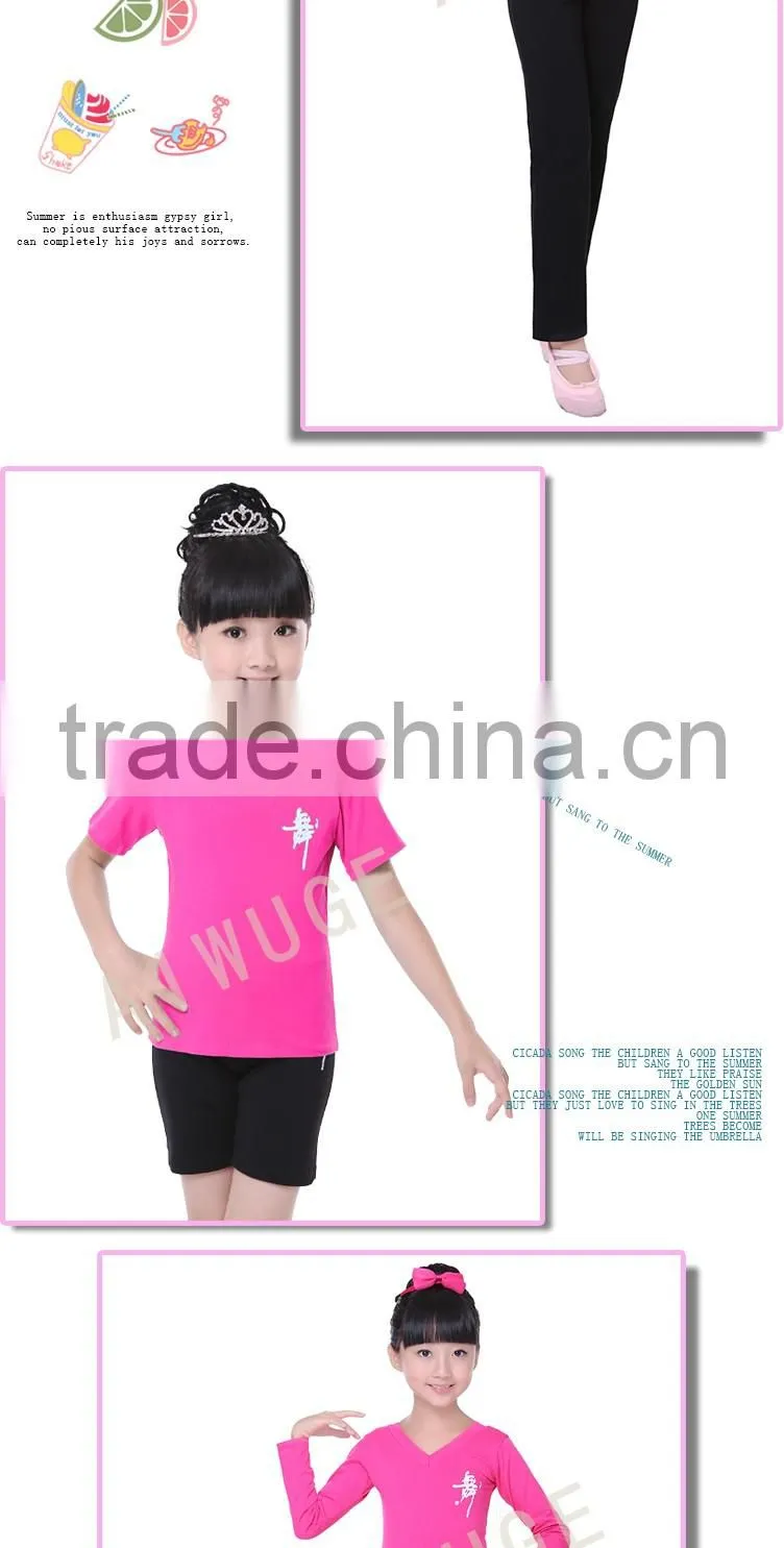 2016 OEM V-Neck Pink Boys Kids Gymnastic Dance Costumes For Girls