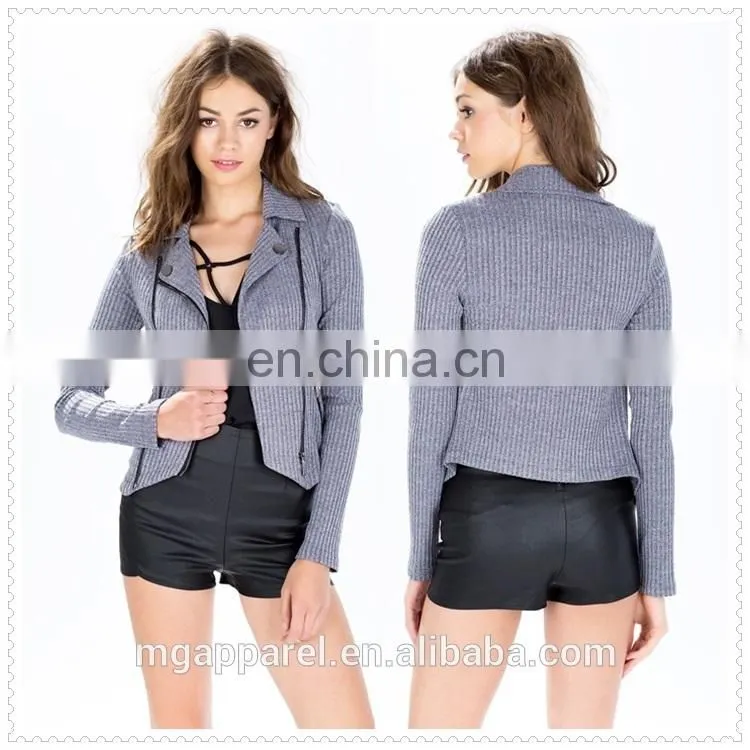 long sleeve decorative zip pocket new style jacket for women wholesale