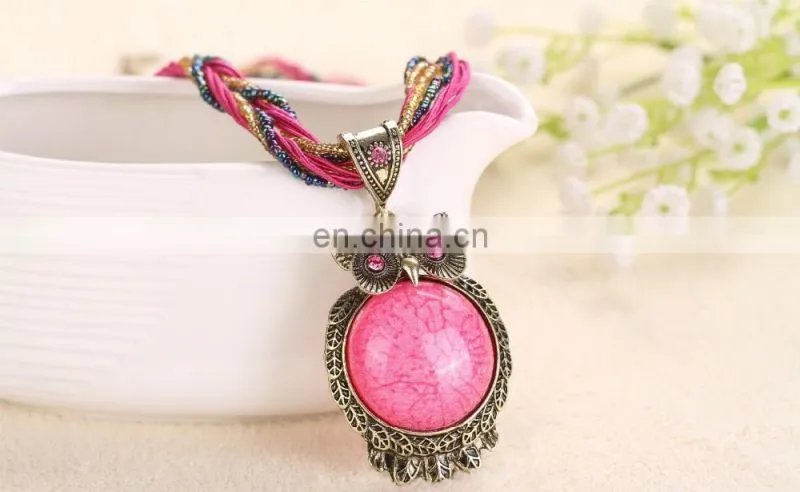 New Fashion 17 Color Owl Pendant Chain Necklace Chrismas Gift Jewelry