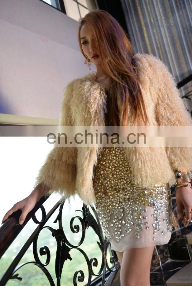 Hot-sale mongolian lamb fur coat women winter fur jacket