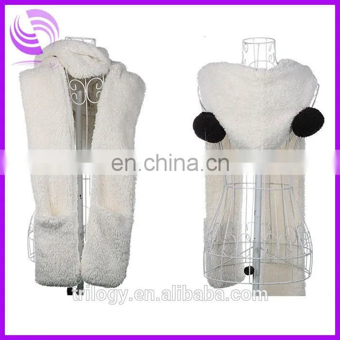 wholesale animal plush hats with mittens boy girl children kids plush animals hats with paws