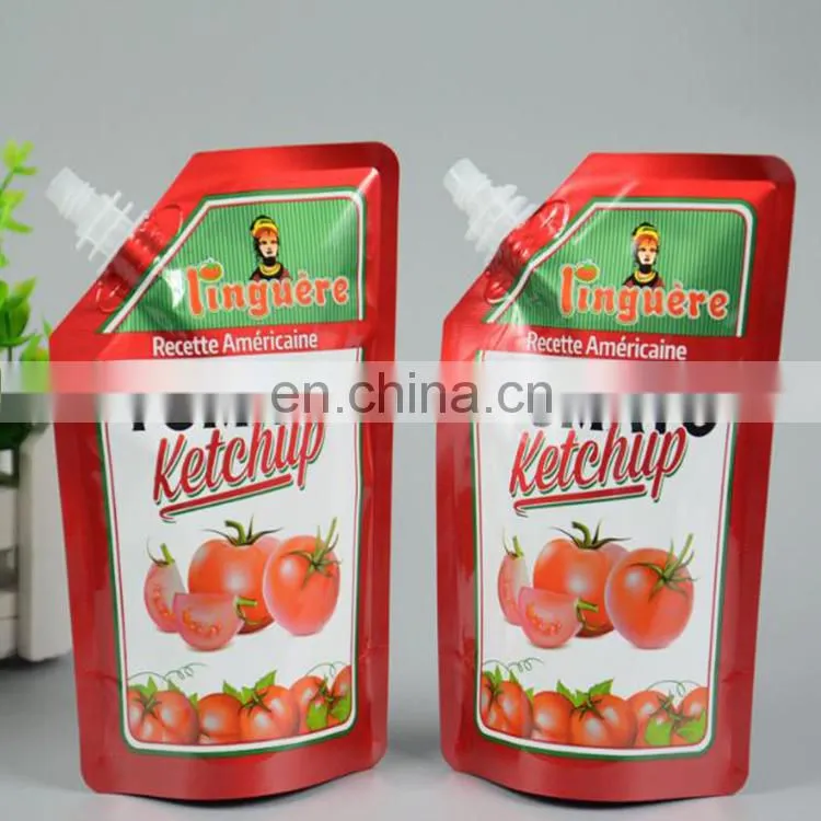 Custom Pouch 180g Plastic Spout Colorful Printing Flat Bottom Tomato Sauce Spout Pouch