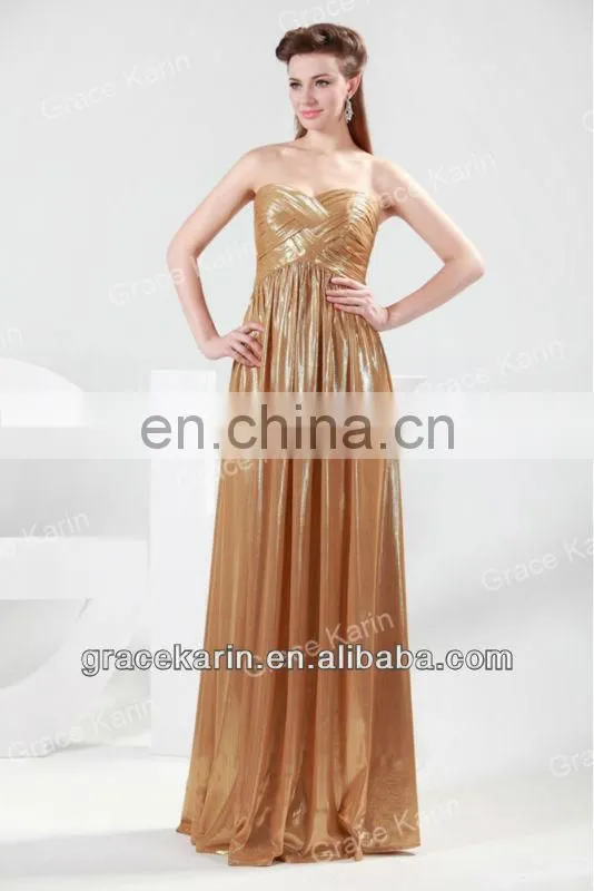 2015 Luxurious Golden Evening Prom Party Gowns Long Dresses CL4418