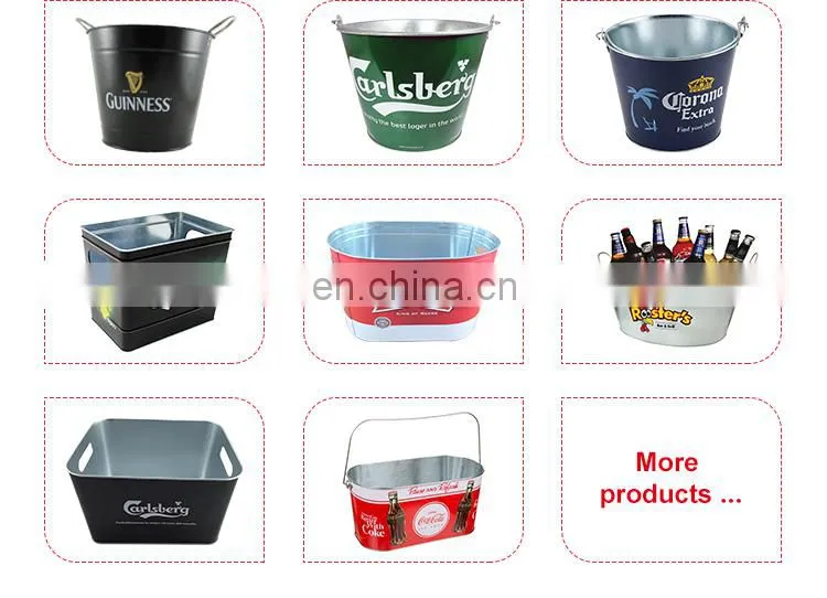 Galvanized Metal and Tinplate Ice Bucket with round and square shape