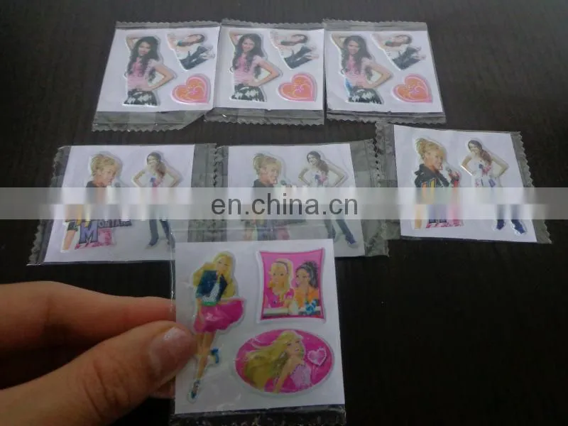 Fashion design promotional colorful lovely cartoon small puffy stickers