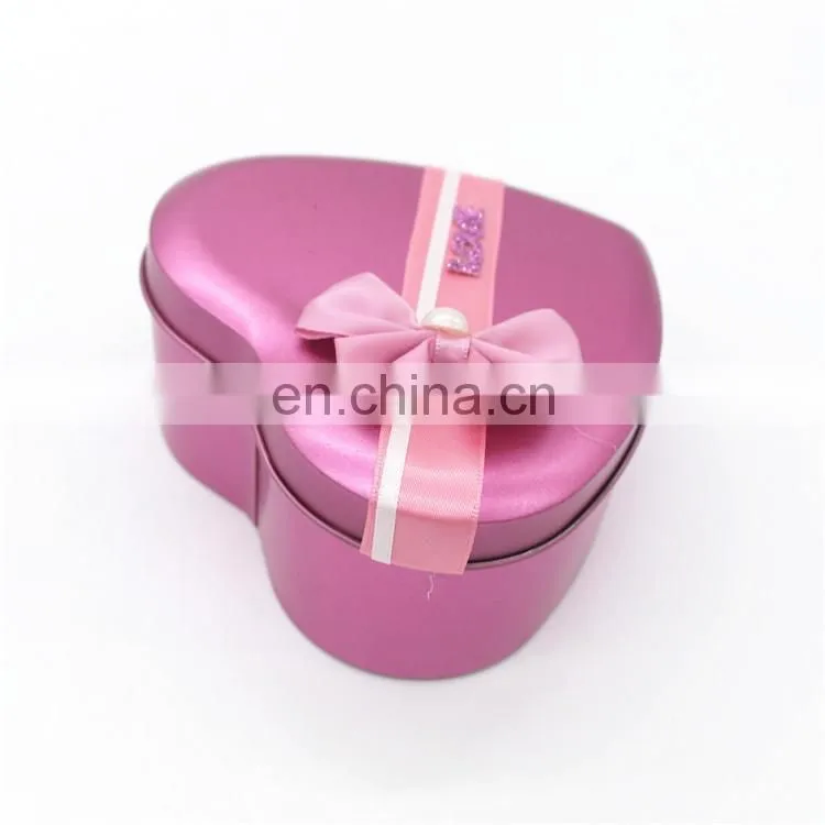 Pink or other custom colored heart shape wedding favor candy tin box
