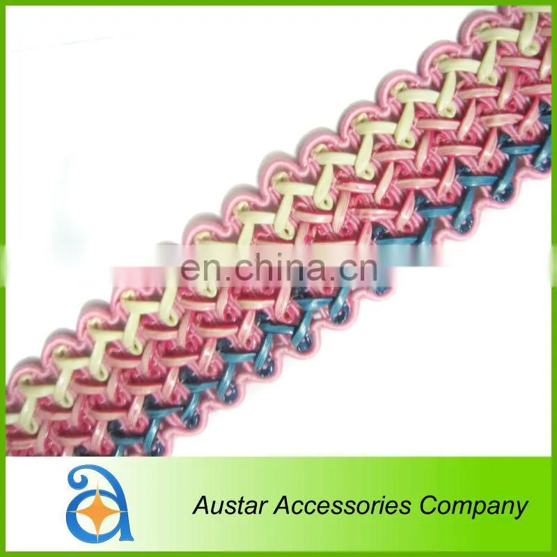 Hot wholesale sandal glitter braided strap for shoe accessories