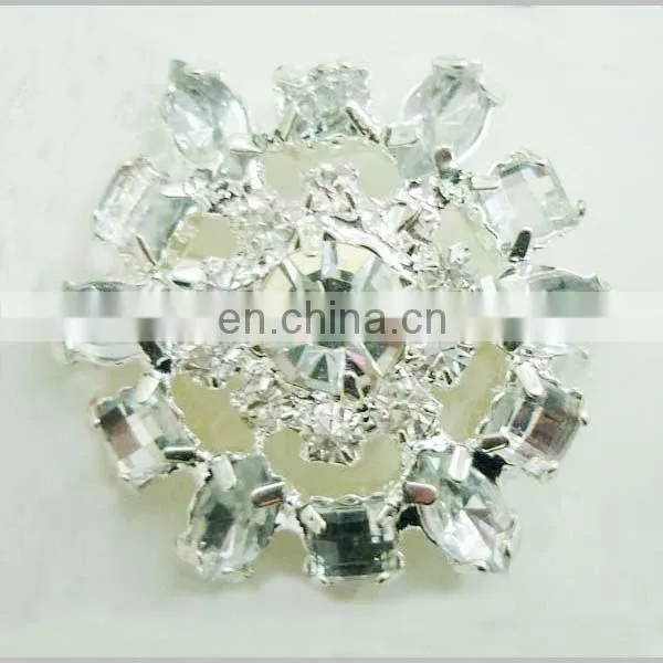 Trendy silver crystal rhinestone button