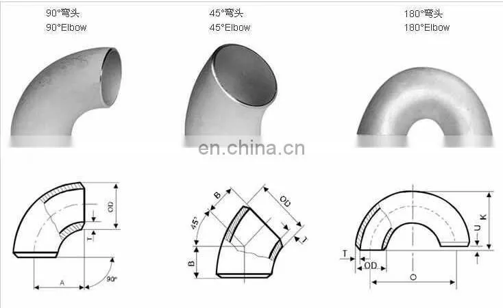 Pipe fitting 316 304 Stainless Steel Elbow Type 45 and 90 Degree
