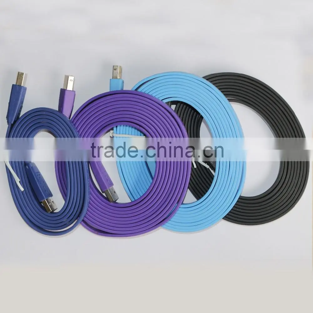 flat-type design multicolour USB 2.0 Printer Cable A TO B , 2.0 extension USB Printer CABLE