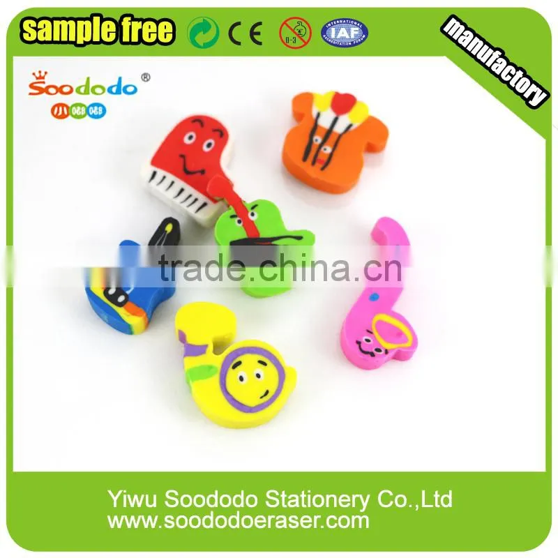 Novelty School 2D Extruded music shaped flat Eraser set