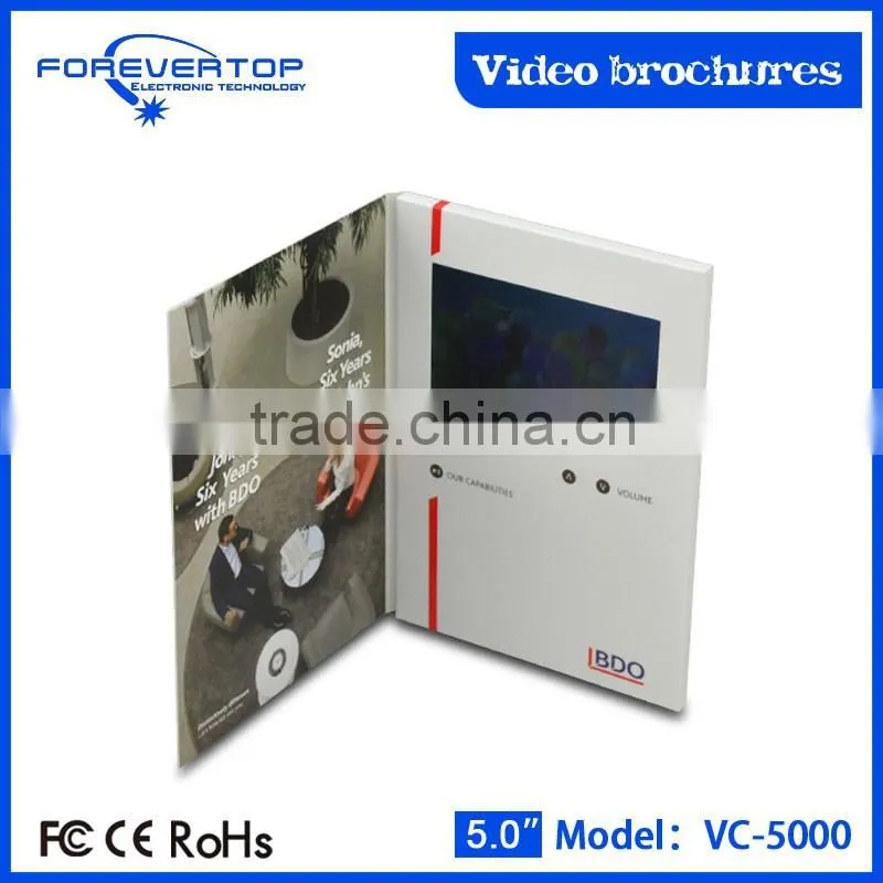 New arrived 5 inch factory price video brochure