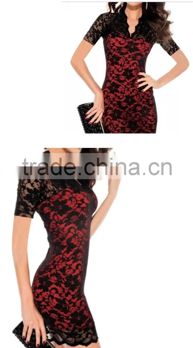 V Collar Fashion Dress Sexy Slim Evening Dress Sex Prom Dress