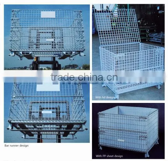 Welding collapsible warehouse storage metal pallet size steel container