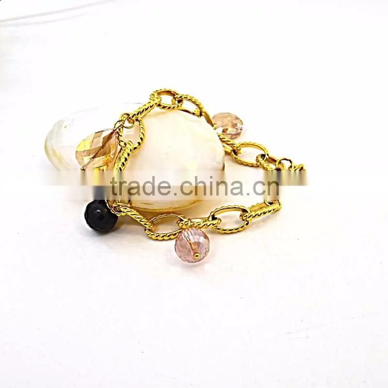 stainless steel jewelry crystal pendant gold hand chain fashion design