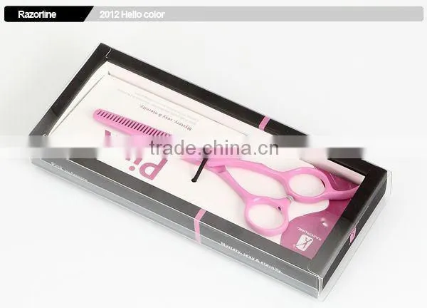 Salon professional scissors with pink Teflon Coating in SUS420J2 Stainless Steel