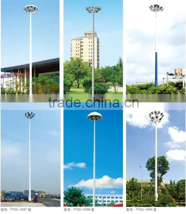 Retrofited style & top heat dissipation solar led high mast lighting with LED fixtures & auto lifting system