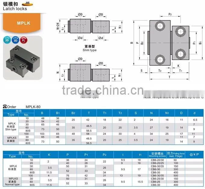 MPLK Latch locks of mould parting locks Plastic Injection Mould