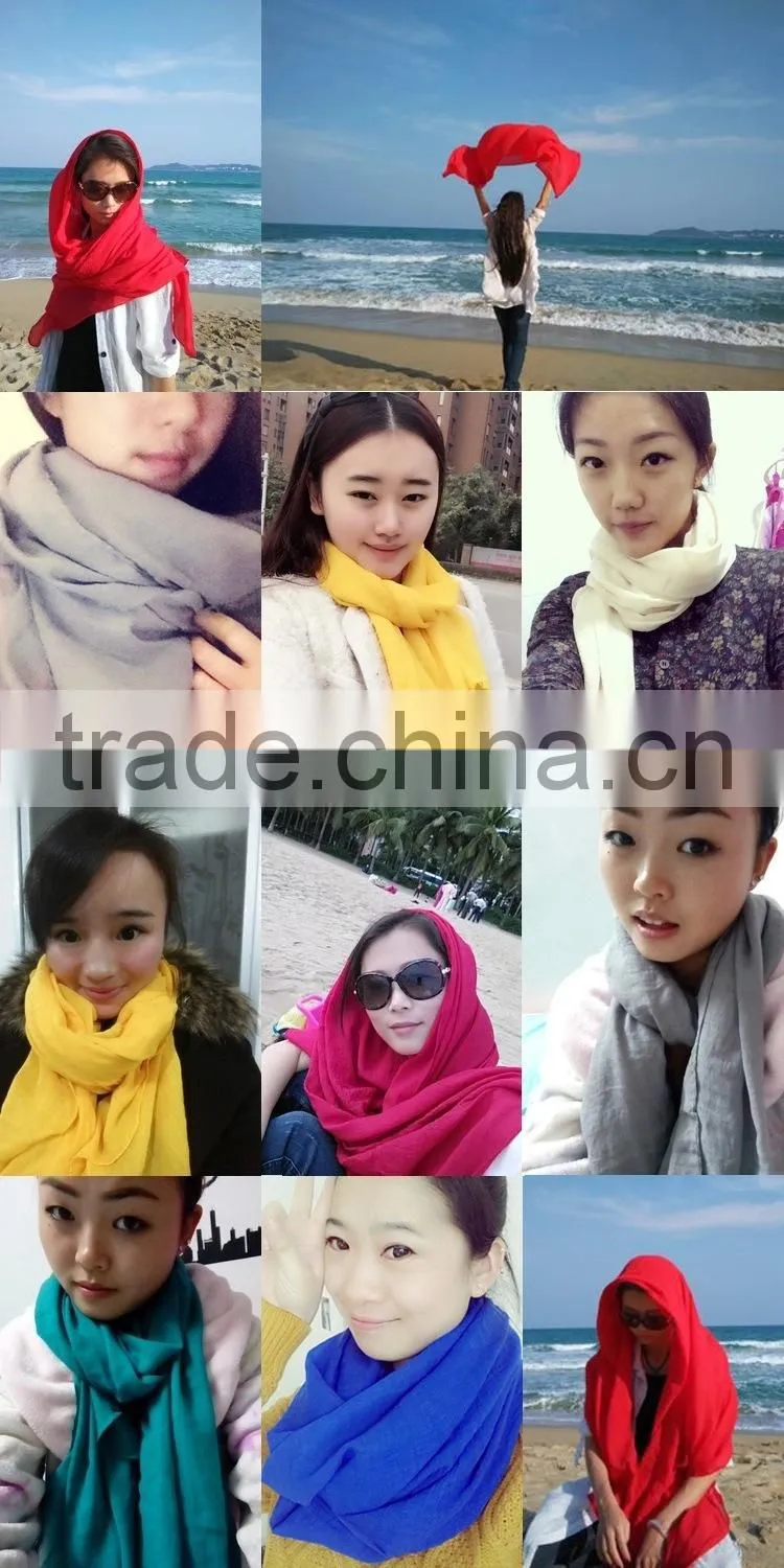 Wholesale Fall Winter Solid Color Cotton Viscose Fashion Ladies Plain Shawl Scarf
