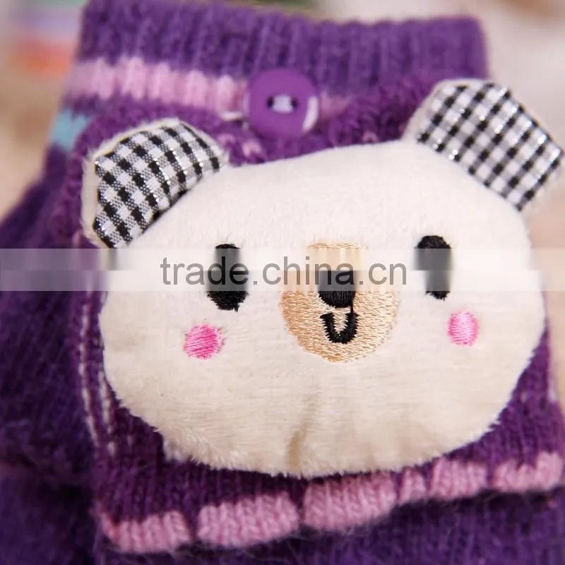 Children Half Finger lovely Knitted gloves, Flip warm gloves