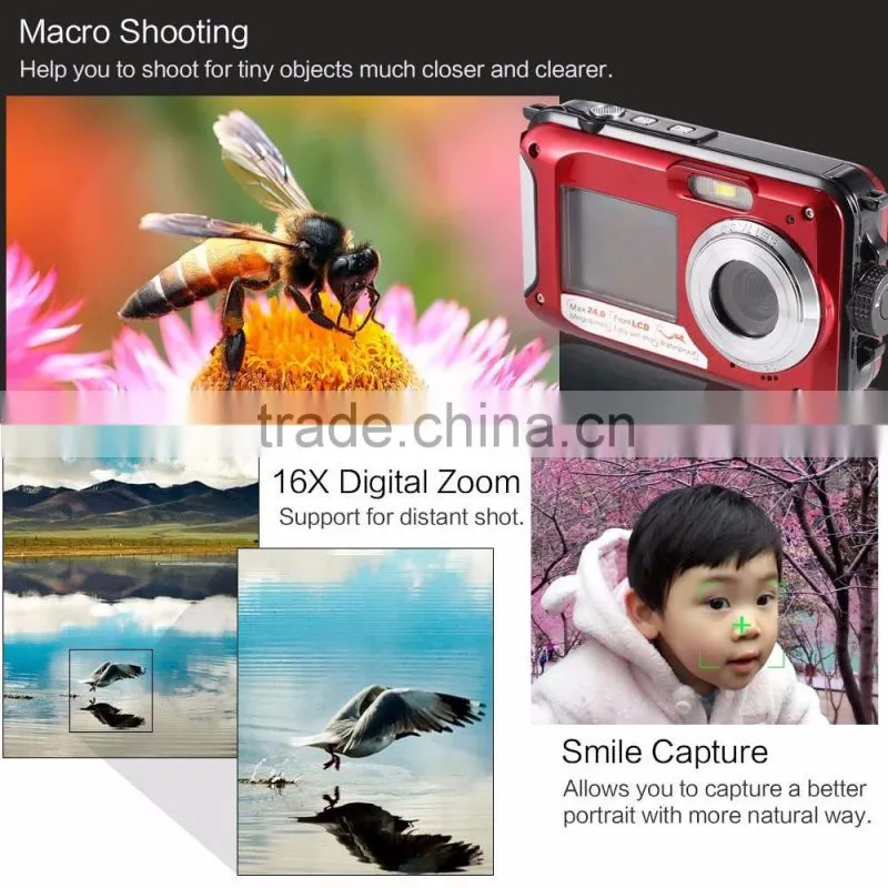 DC-16 WINAIT OEM Water proof 4k digital camera dual display 2.7'' TFT and 1.8'' TFT dual panel DC-16