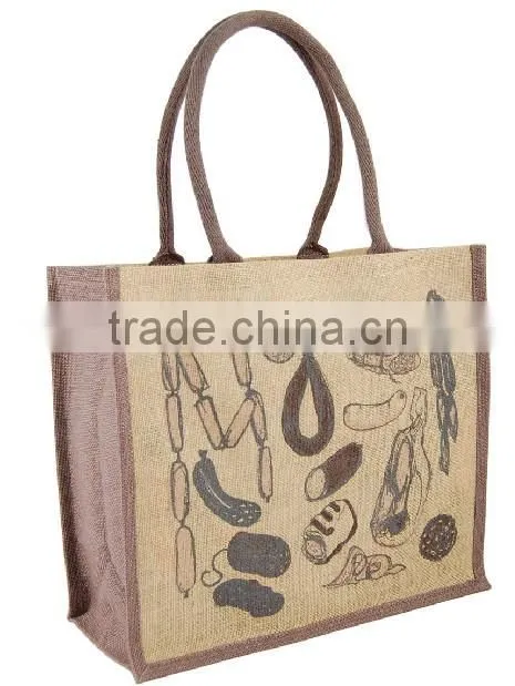 2016 Large customized logo jute wine bottle bag wholesale