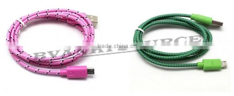 Steady and Durable 1m 2m 3m Braided Micro USB Cable Data transfer and power charge for micro USB mobiles