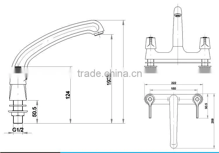 2016 Welly Modern Kitchen Double Handle Rotatable Water Basin Faucet