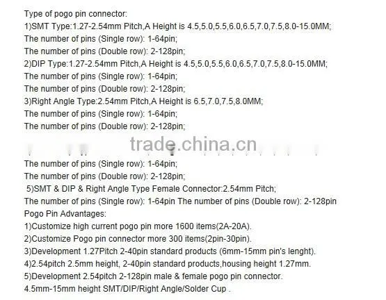 Spring loaded connector pogo pin ,electrical contact pins pogo pin