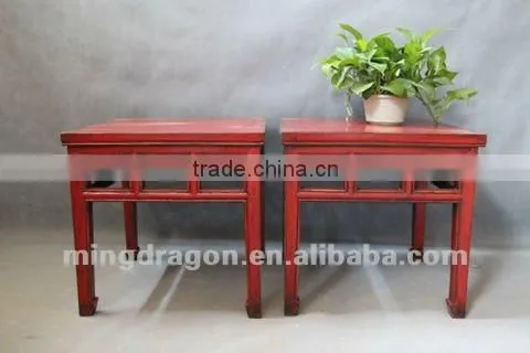 Chinese antique furniture pine recycle wood red square stool