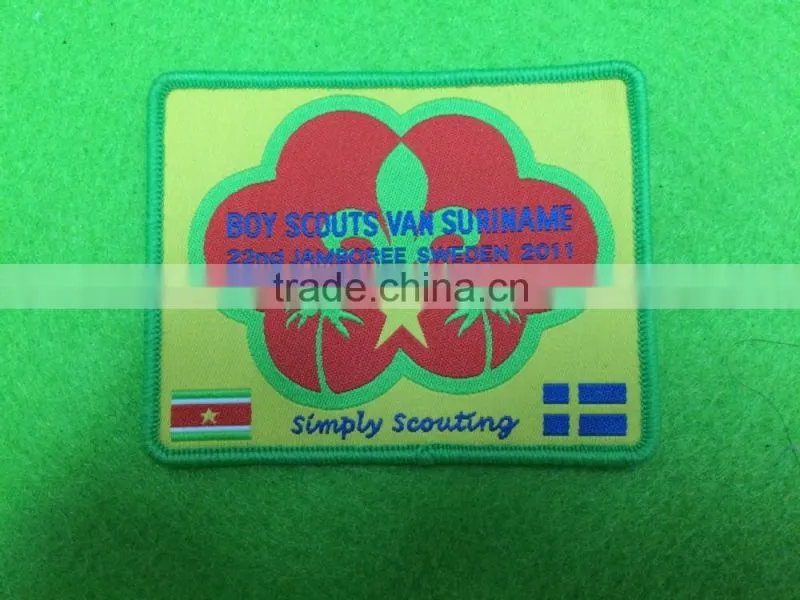custom and design high quality logo woven patch for garment in dong guan