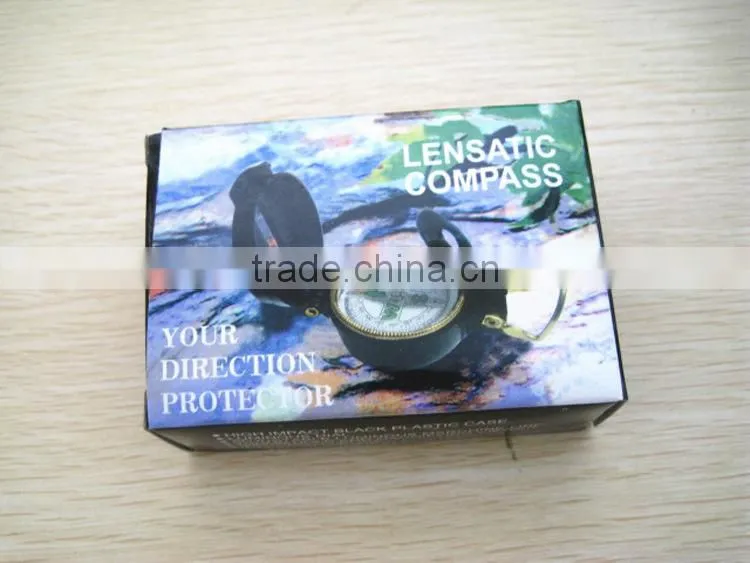 Black lensatic magnetic compass with magnifier