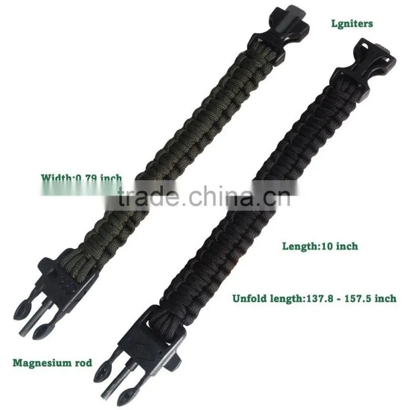 Paracord Survival Bracelet with Fire Starter and Whistle