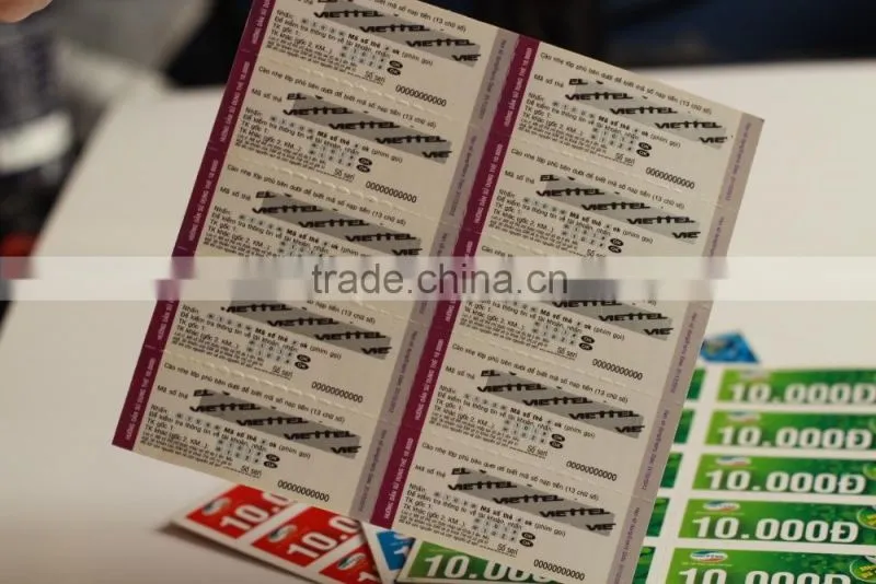 prepaid scratch phone card printing