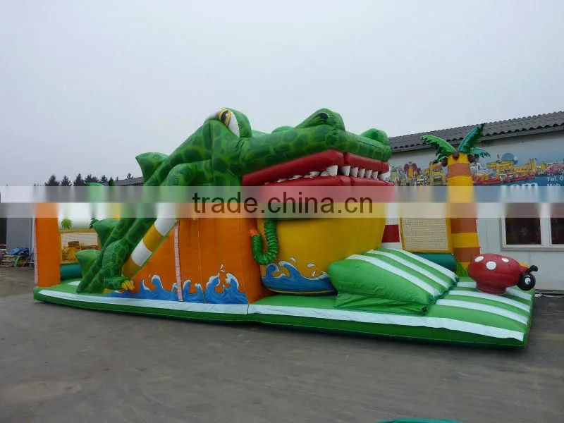 newest crocodile foot slide combo, EN14960 certified crocodile inflatable playground, inflatable fun city