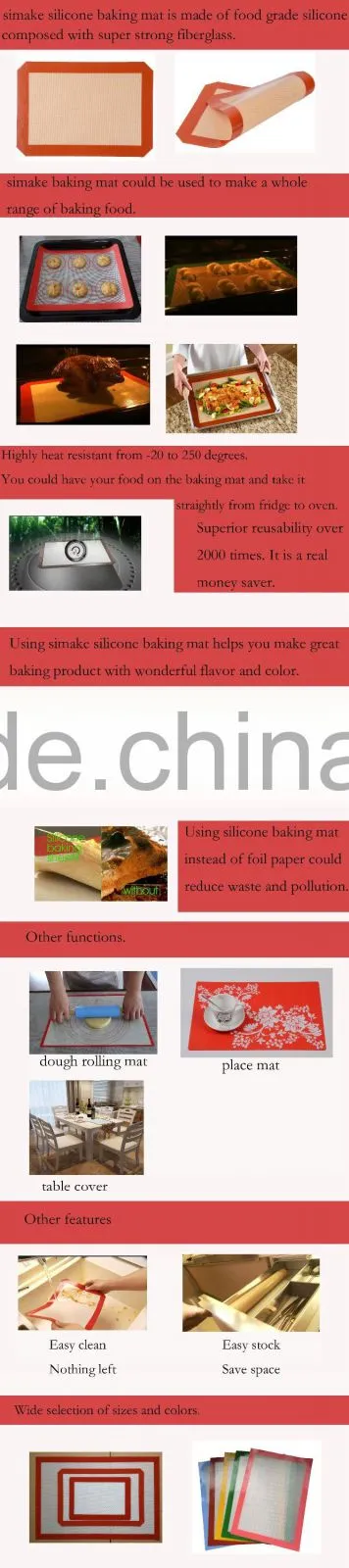 FDA LFGB 40x30cm grade silicone macarons baking mat