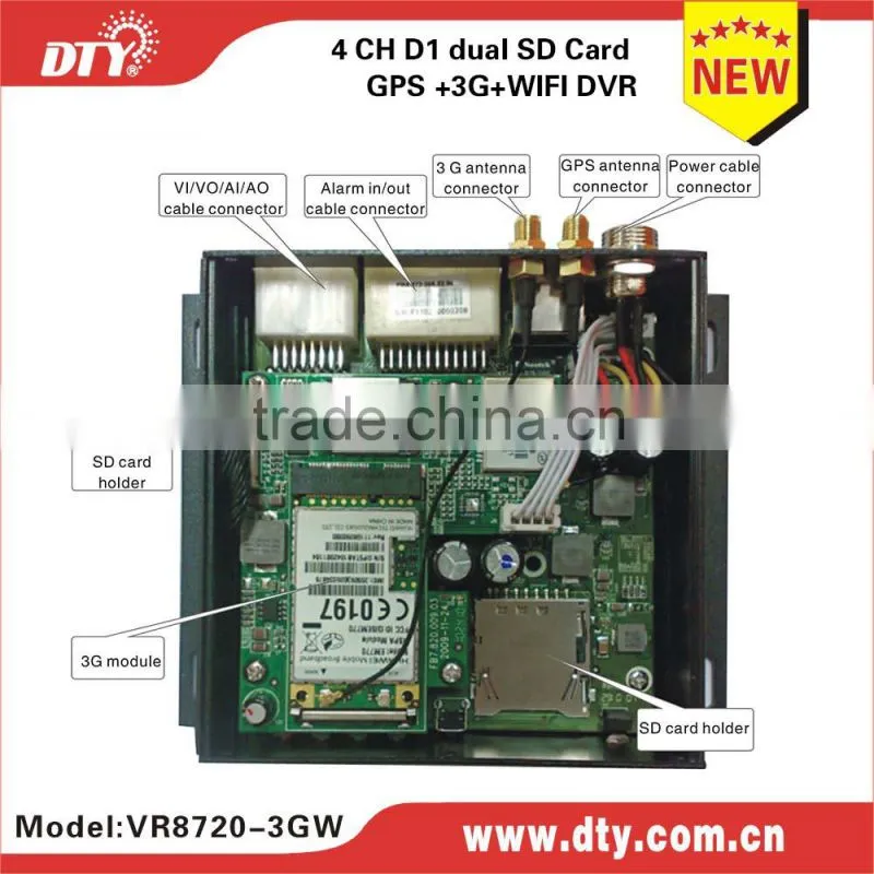 DTY VR8720 h.264 dual sd card 128GB mini mobile dvr Turkish language