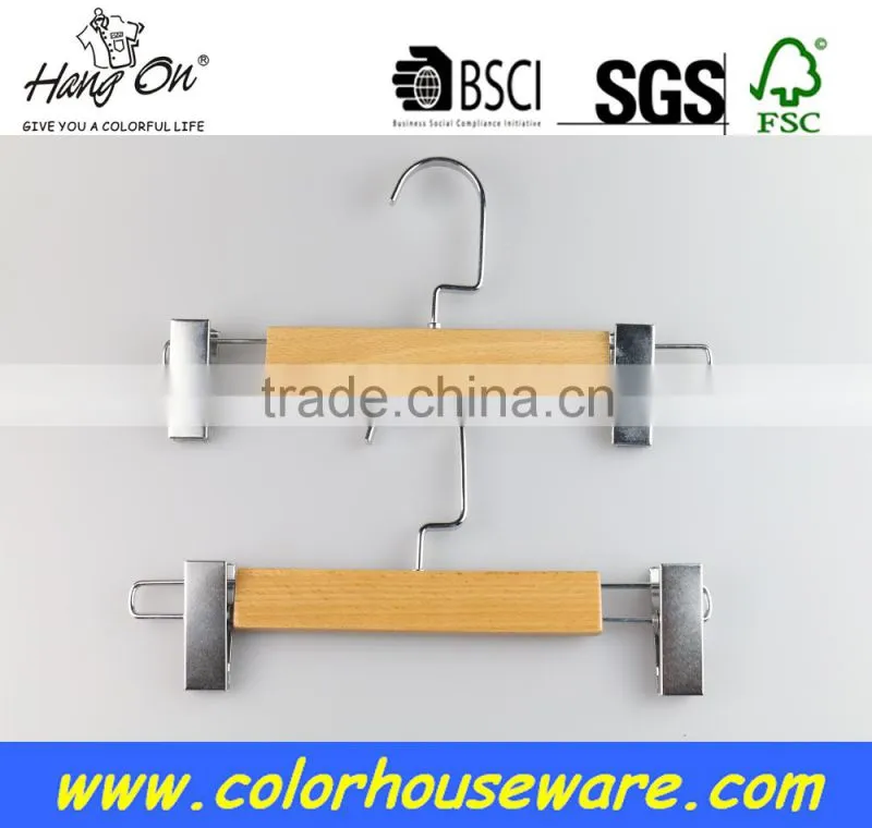 Good quality Wooden trousers pants hanger with clips
